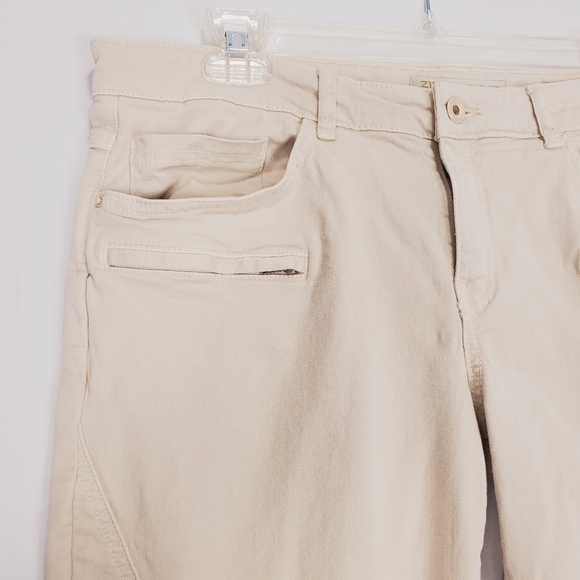 Zara Kahki Moto Pants Size 12 - Picture 4 of 16